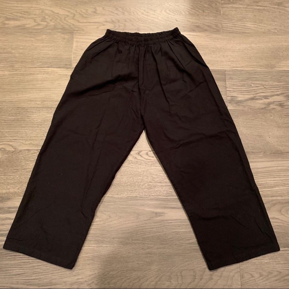NWT Jaypore Black Elastic Waist Cotton Palazzos S